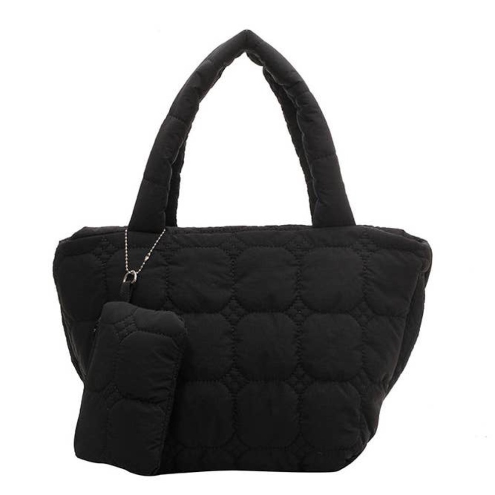 (NWT) Plain Quilted Nylon Puff Tote Bag - Picture 2 of 12